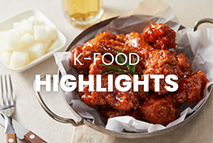 K-FOOD Highlight' illustration banner with food icons (mobile version)