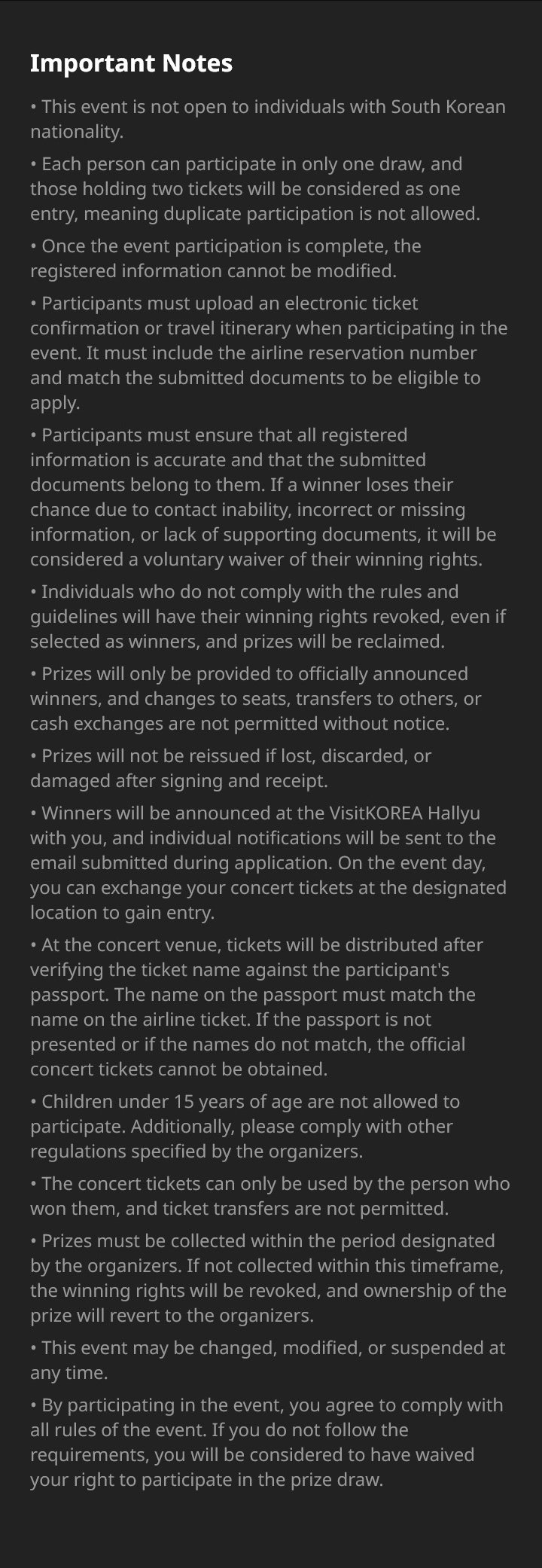 Important Notes