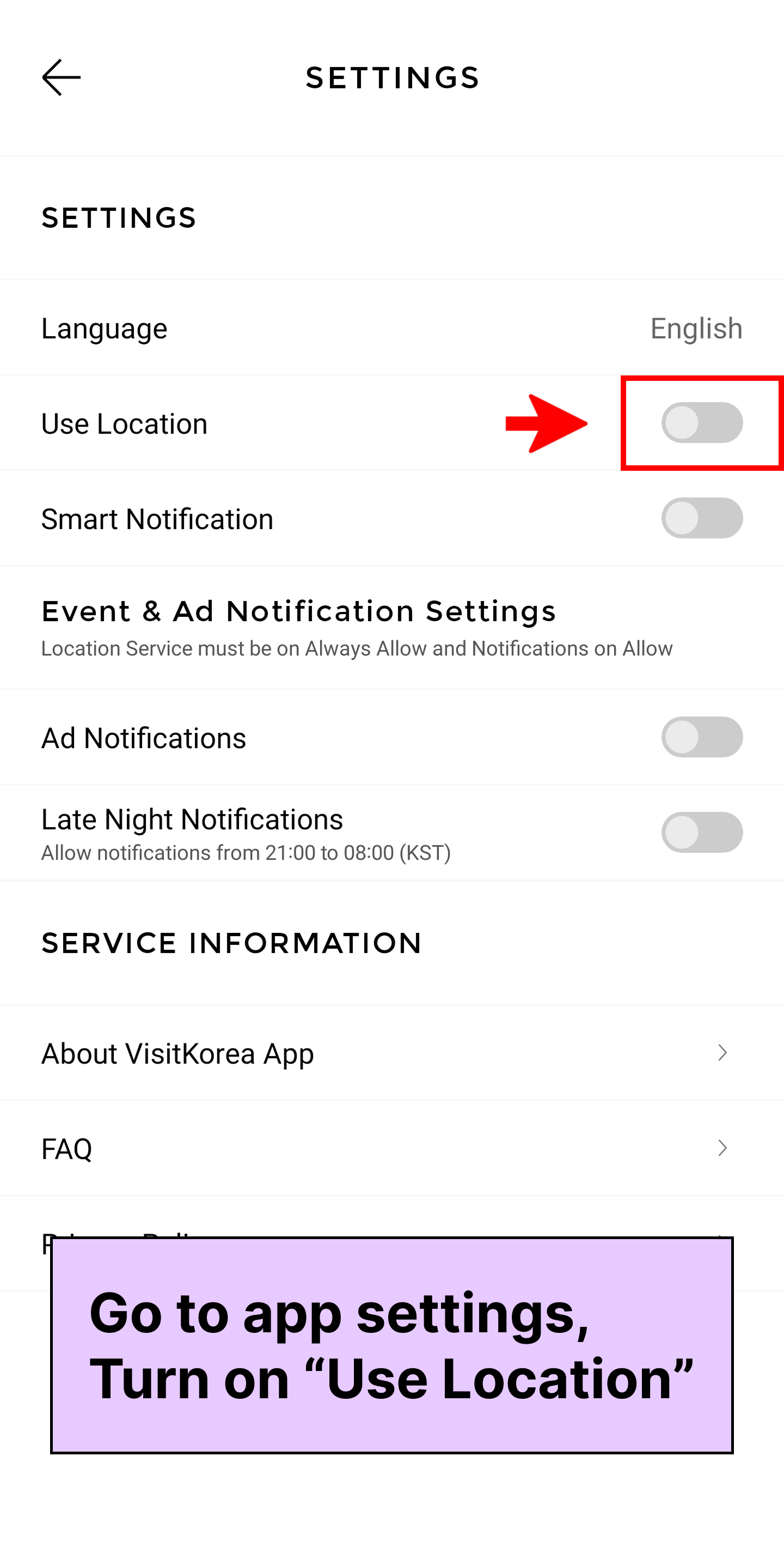 VISITKOREA app screen