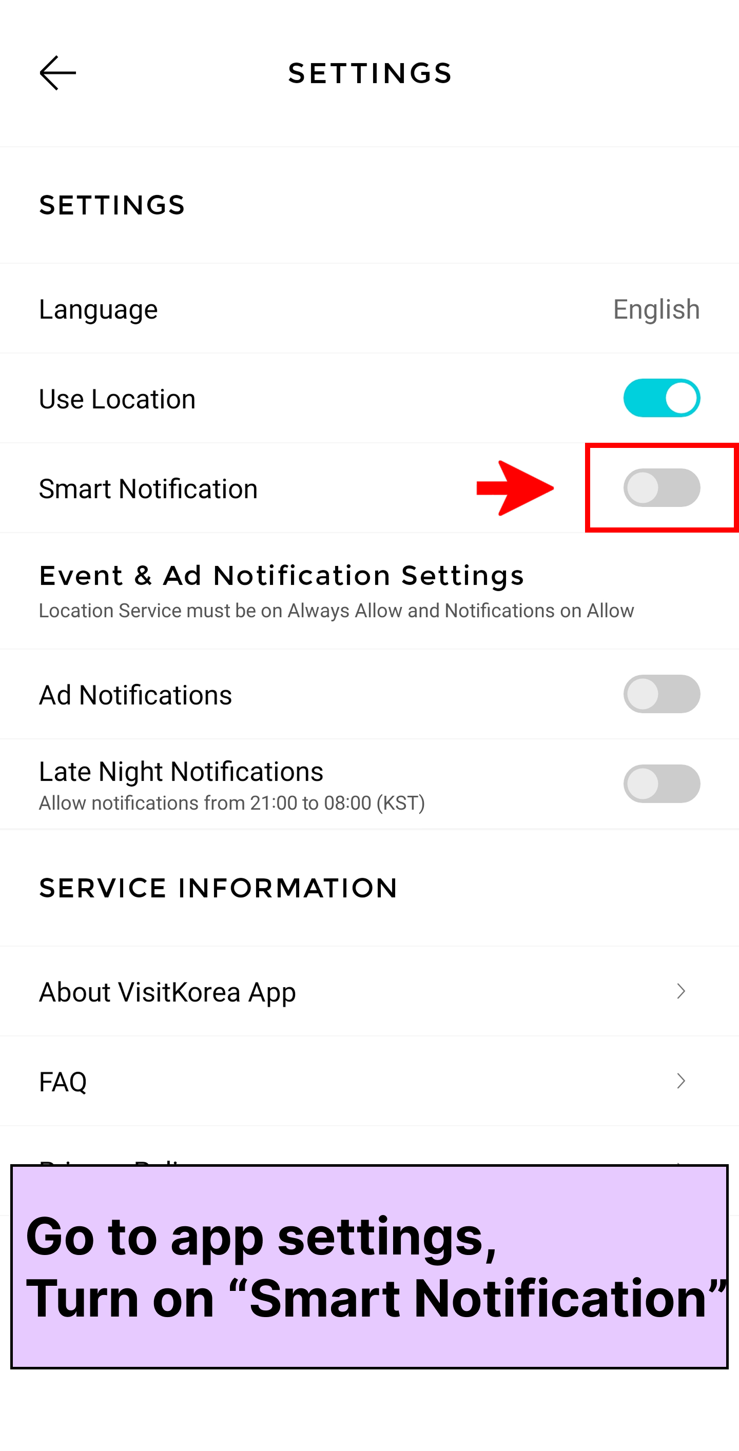 VISITKOREA app screen