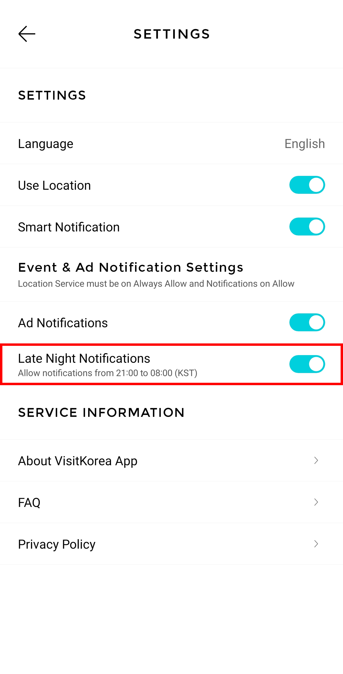 VISITKOREA app screen