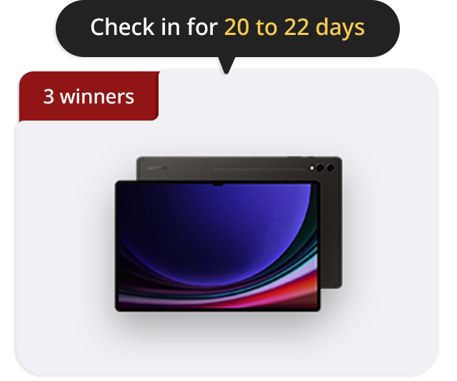 Check in for 20 to 25 days 3 winners