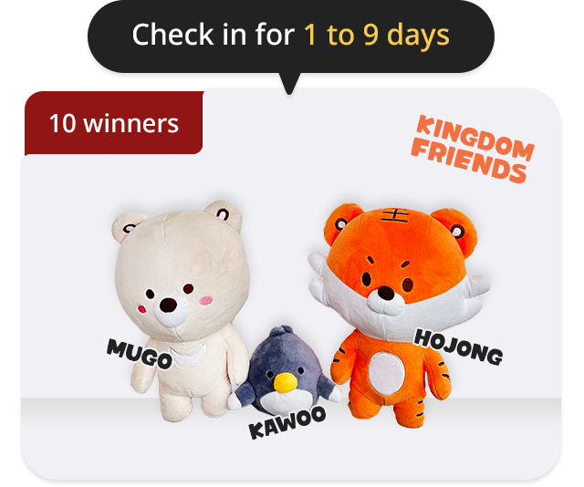 Check in for 1 to 9 days 10 winners