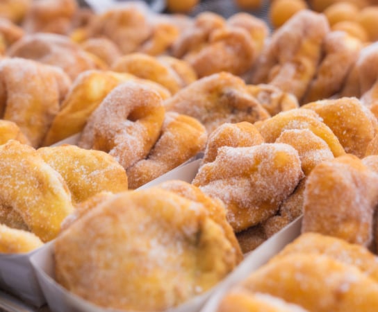 Korean-style donut twisted bread stick, street food of Seomun Market in Daegu