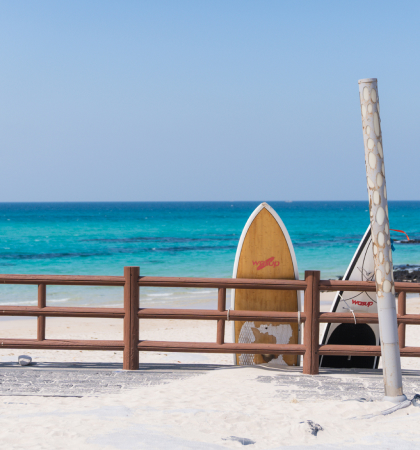 Gwakji Beach, where you can enjoy the clear sea water of Jeju Island