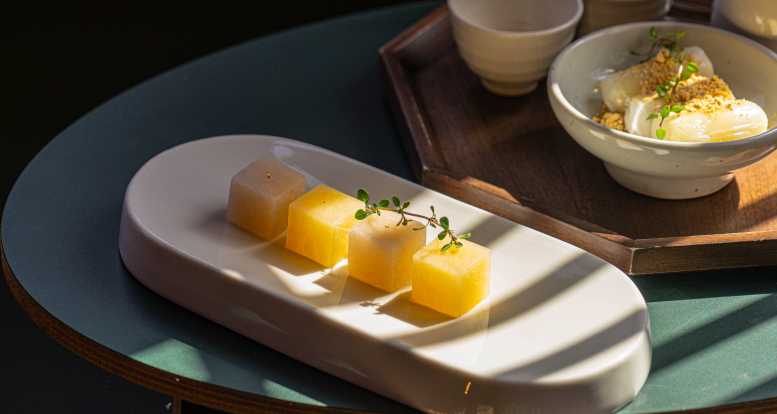 A menu where you can enjoy fruit jelly as sorbet