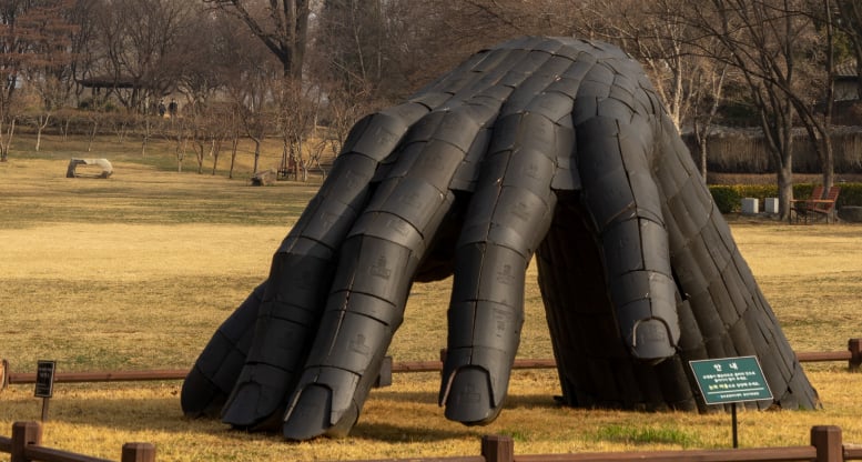 Large Hand Sculpture at Yongsan Family Park
