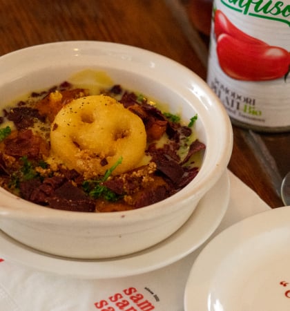 Sam Sam Sam's signature dish, porcini potato gnocchi