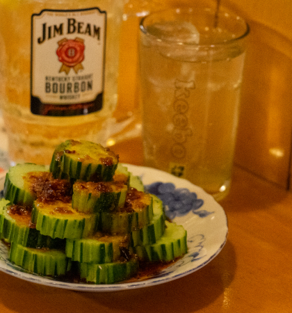 Seasoned cucumbers sold in izakaya