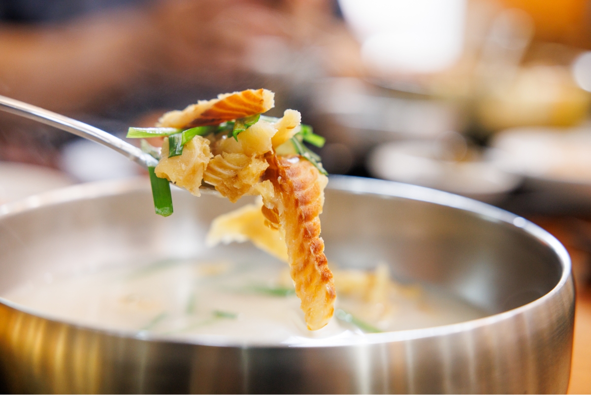 Dried pollack soup with various ingredients Dried pollack soup with a lot of dried pollack