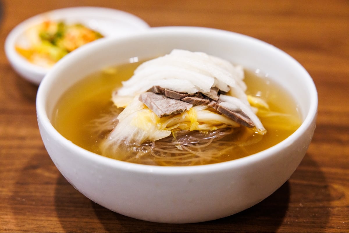 Cold Cold Noodles to Help You Get Hangover Pyeongyang cold noodle with meat and radish