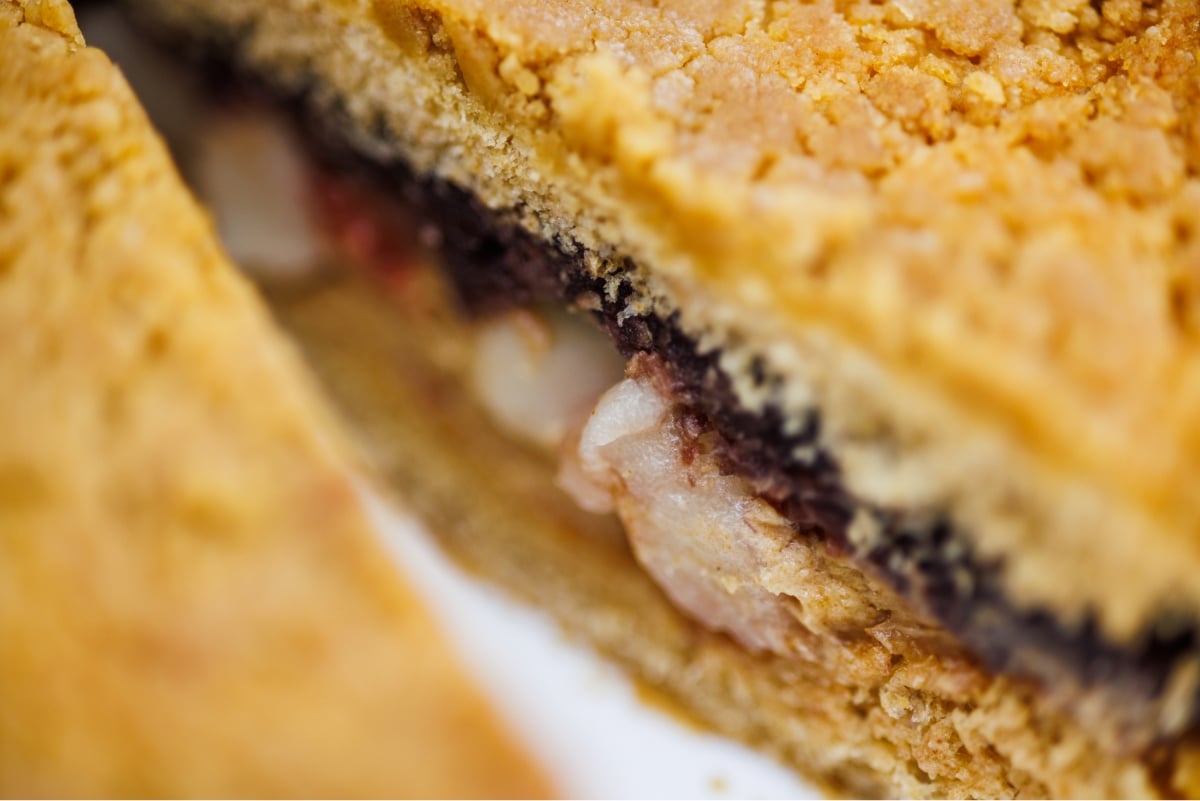 Hyeja's mammoth bread with strawberry jam and red bean paste