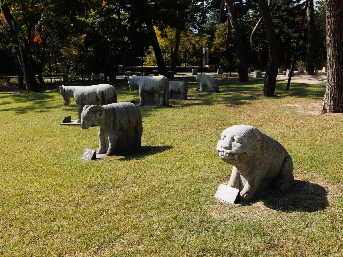 Stone statues welcomed at the entrance