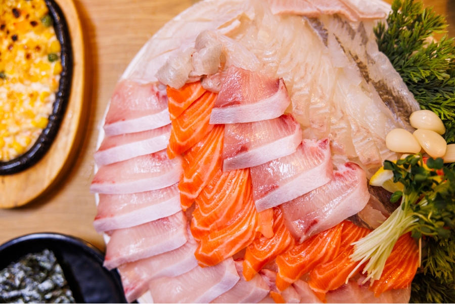 Sliced raw fish