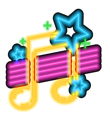 Neon signs for karaoke club and stand up comedy show. Music party night glowing logo with microphones and note. Karaoke bar event vector set. Nightlife signboards with electric guitar and scull