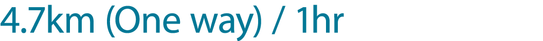 4.7km (One way) / 1hr