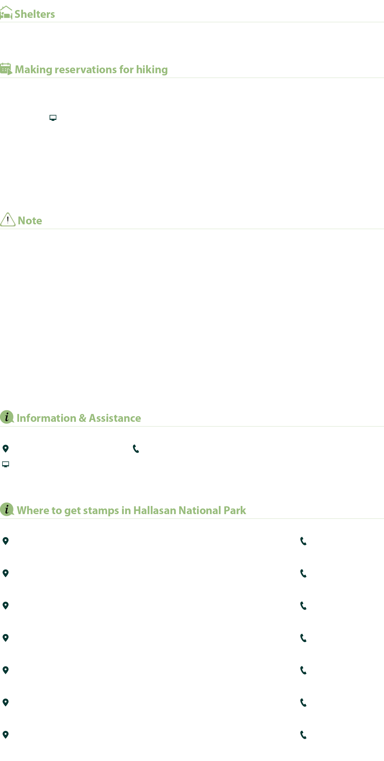 ￼ Shelters Jindalaebat Shelter, Samgakbong Shelter, Witse Oreum Shelter, 평궤 Shelter ￼ Making reservations for hiking ...