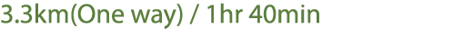 3.3km(One way) / 1hr 40min