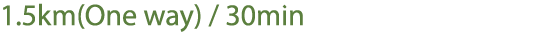 1.5km(One way) / 30min