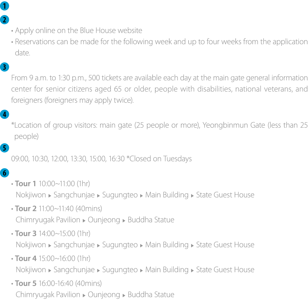 ￼ Anyone who makes a reservation can freely view the Blue House. ￼ Reservations for viewing • Apply online on the Blu...