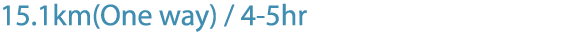 15.1km(One way) / 4 5hr