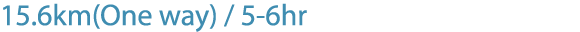 15.6km(One way) / 5 6hr