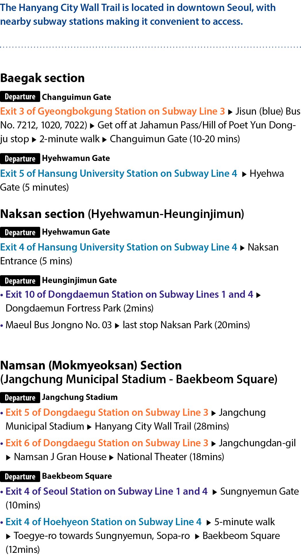 The Hanyang City Wall Trail is located in downtown Seoul, with nearby subway stations making it convenient to access....